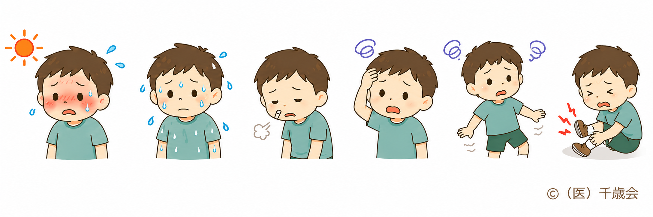 軽い熱中症のサインのイラスト