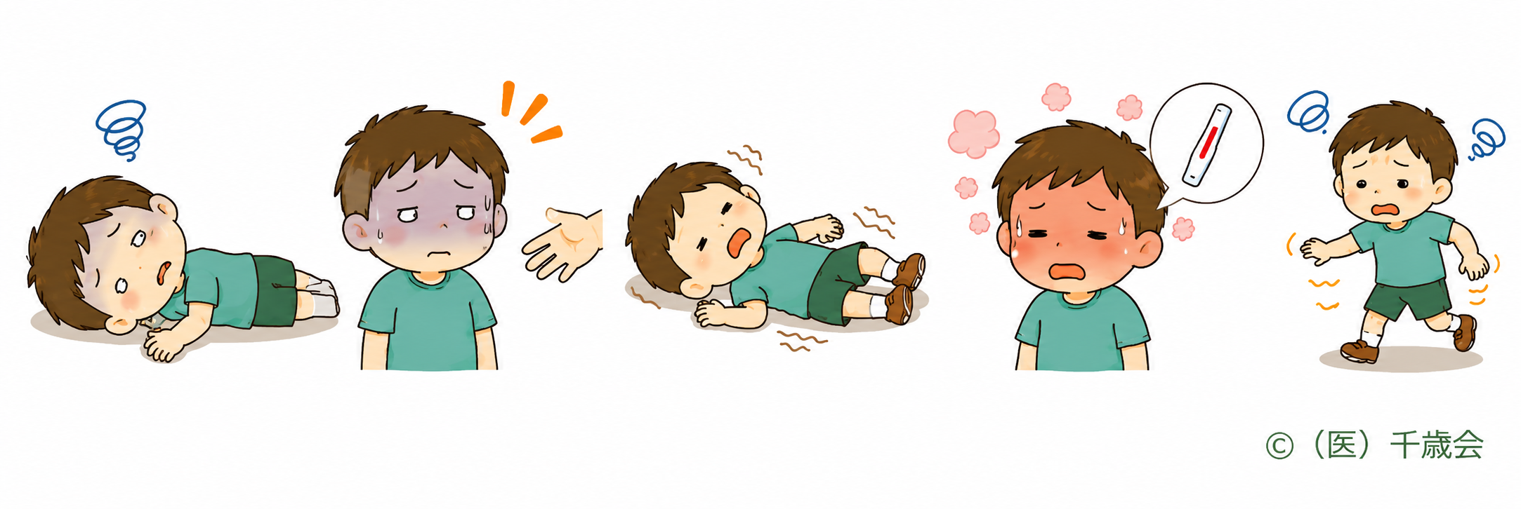 救急要請が必要な熱中症のサインのイラスト